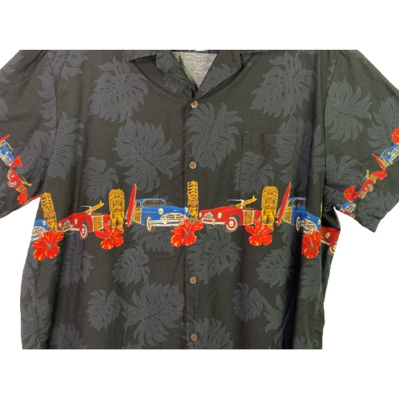 Bishop St. Apparel Mens 3XL Hawaiian Button Up Shirt Tiki Woody Surfer Vintage - Picture 3 of 9